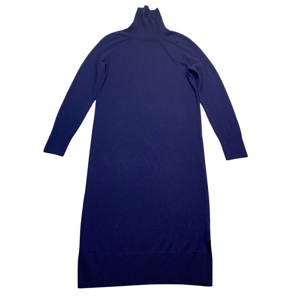 Banana Republic Navy Blue 100% Merino Wool Turtleneck Sweater Dress XS Preppy